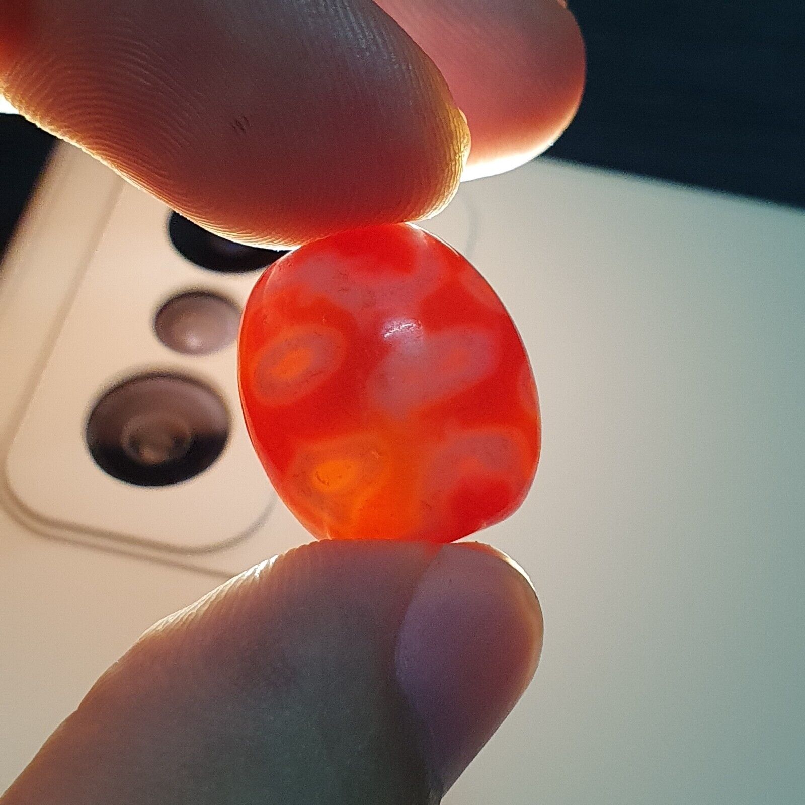 Himalayan Indo Tibetan Red Agate Dzi Amulet Bead OTB-2