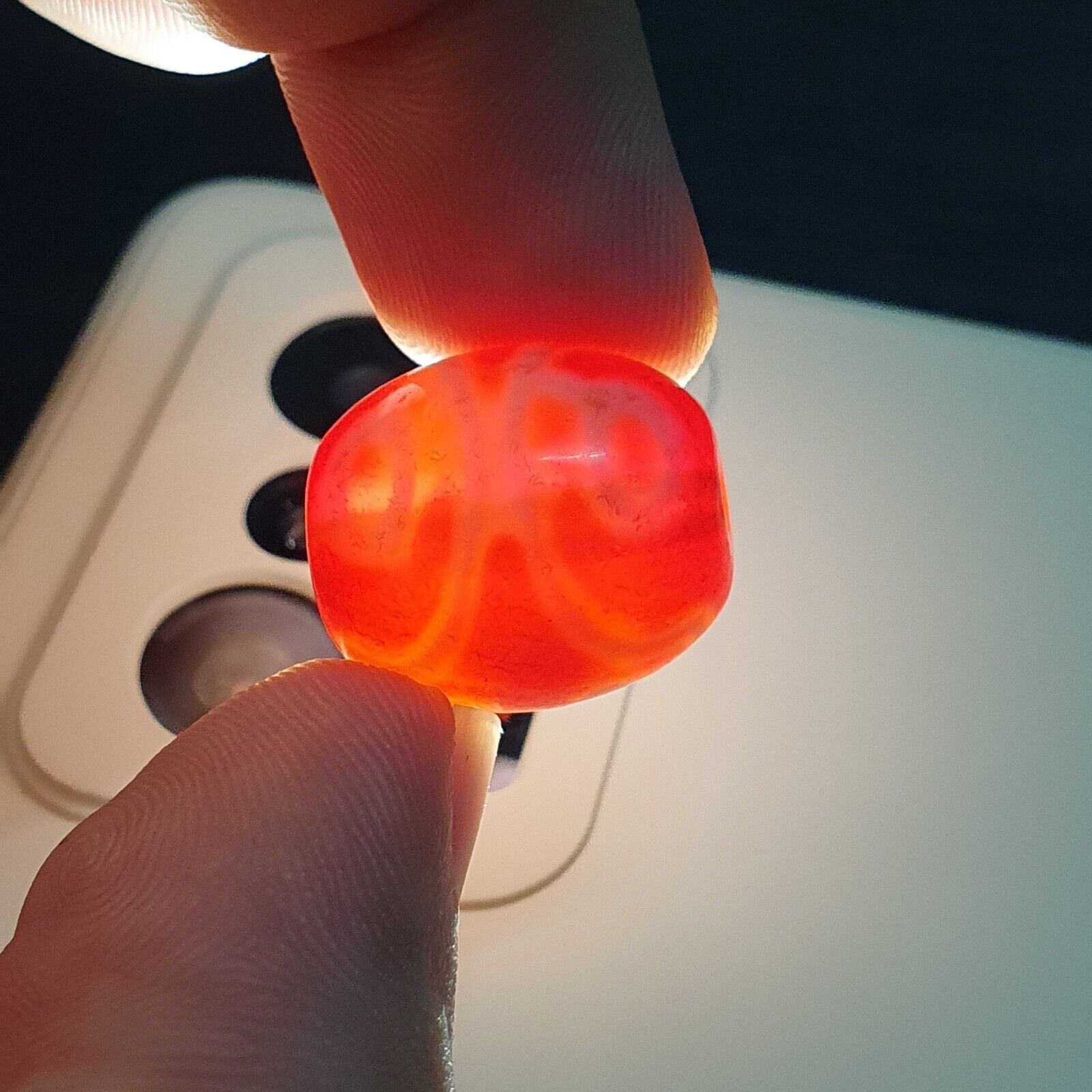 Himalayan Indo Tibetan Red Agate Dzi Amulet Bead OTB-2