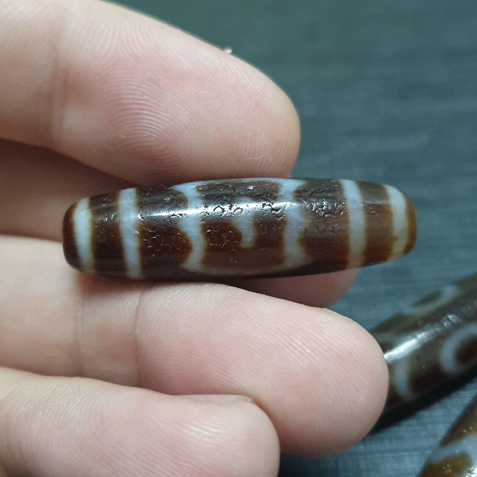 Lot 3 Vintage Tibetan Unique pattern Eyes Agate stone Dzi Bead Amulet