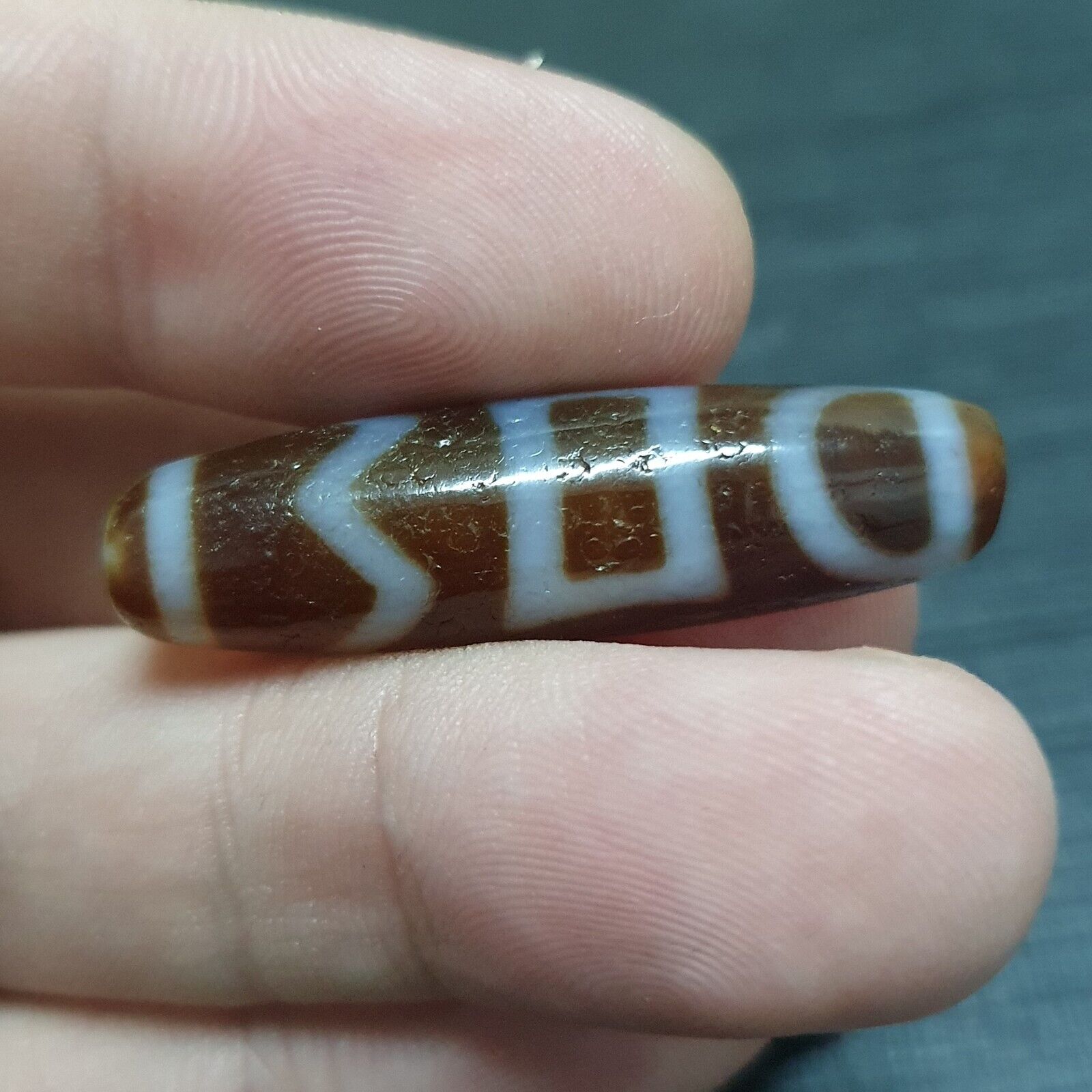 Lot 3 Vintage Tibetan Unique pattern Eyes Agate stone Dzi Bead Amulet