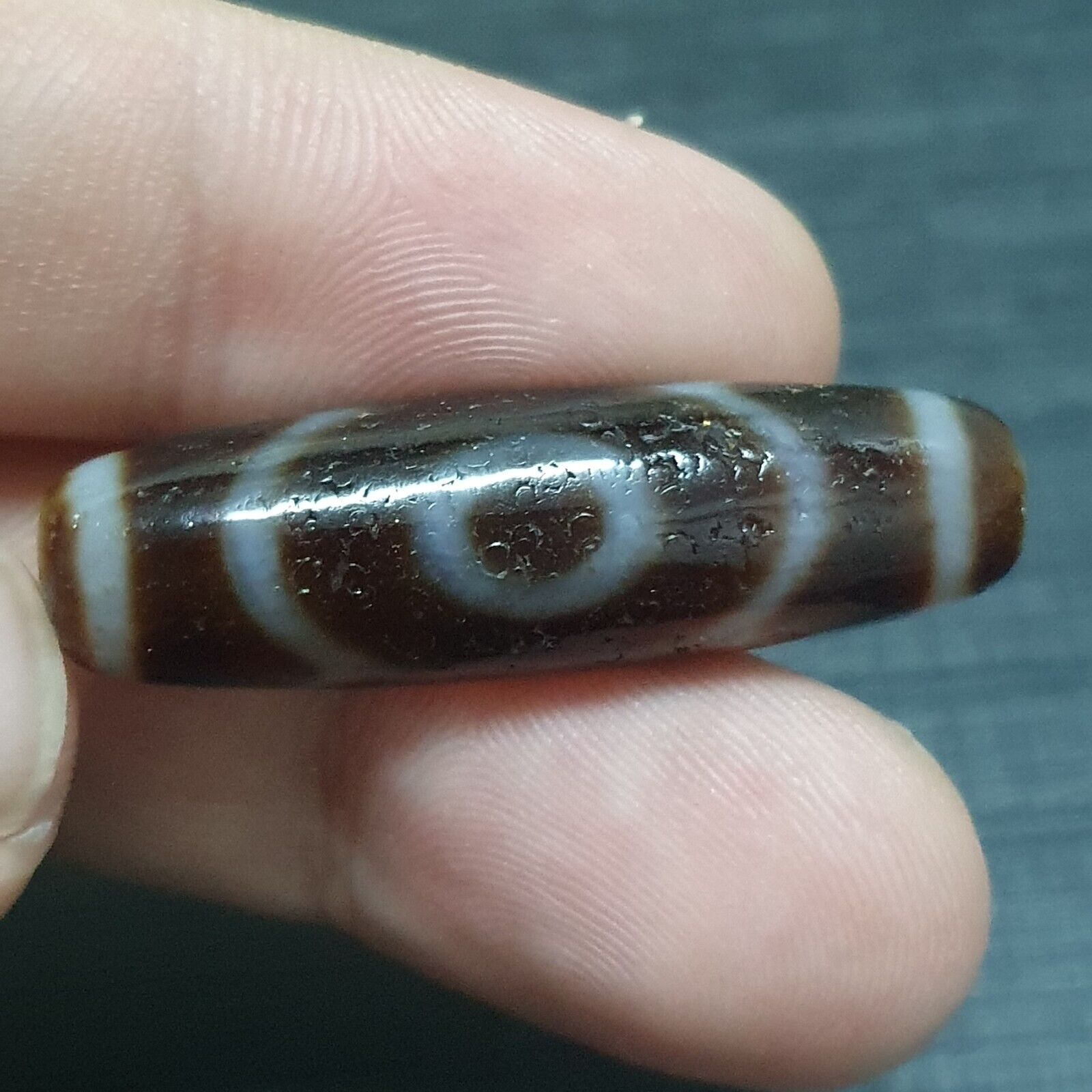 Lot 3 Vintage Tibetan Unique pattern Eyes Agate stone Dzi Bead Amulet