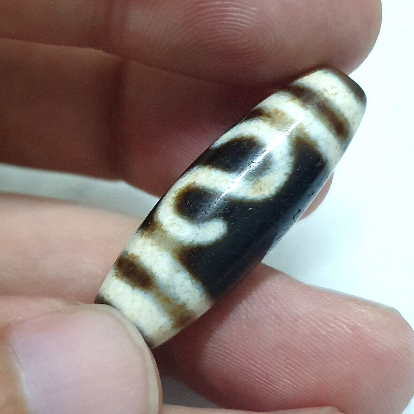 Nepalese Indo Tibetan Vintage Agate stone Dzi Amulet SHD-S