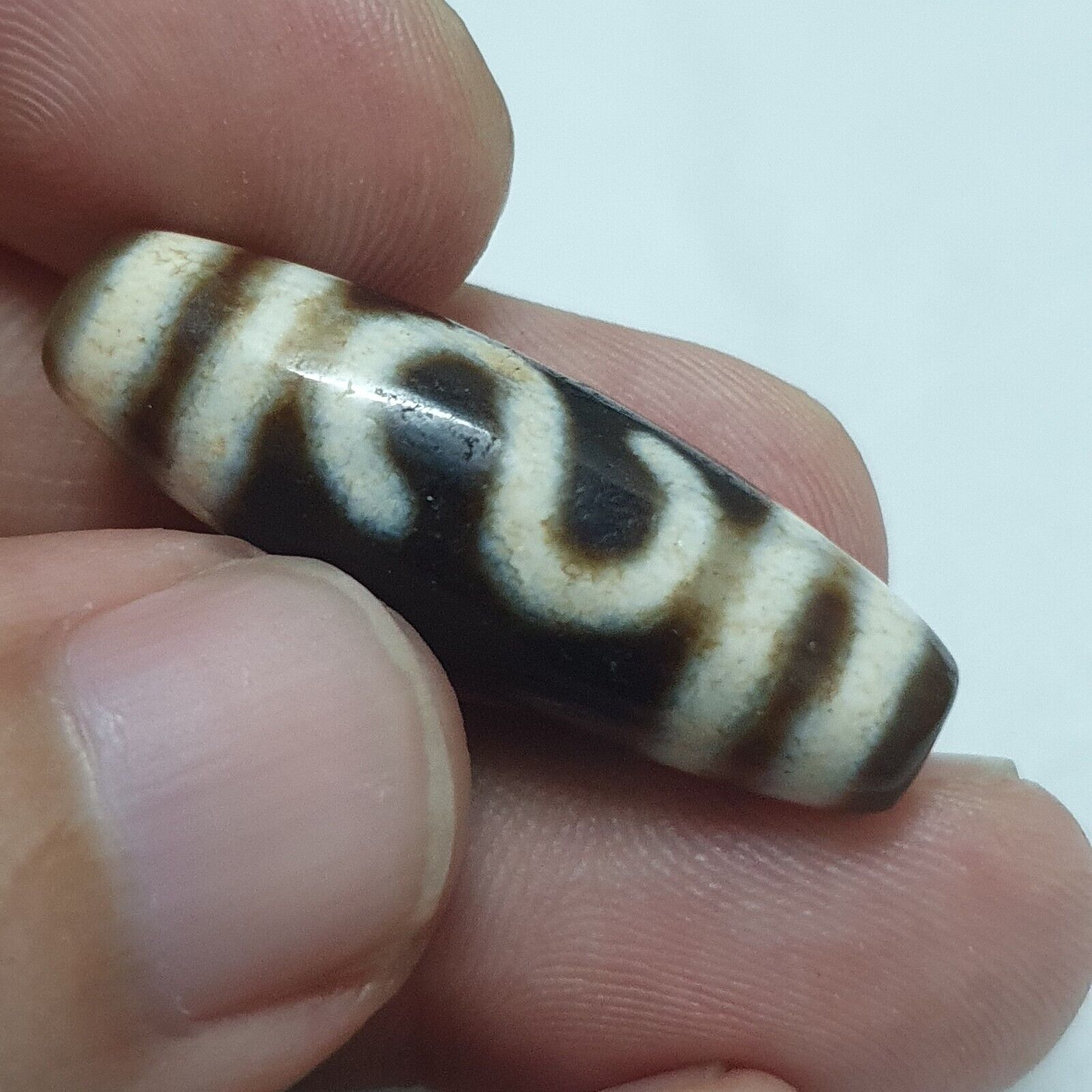 Nepalese Indo Tibetan Vintage Agate stone Dzi Amulet SHD-S