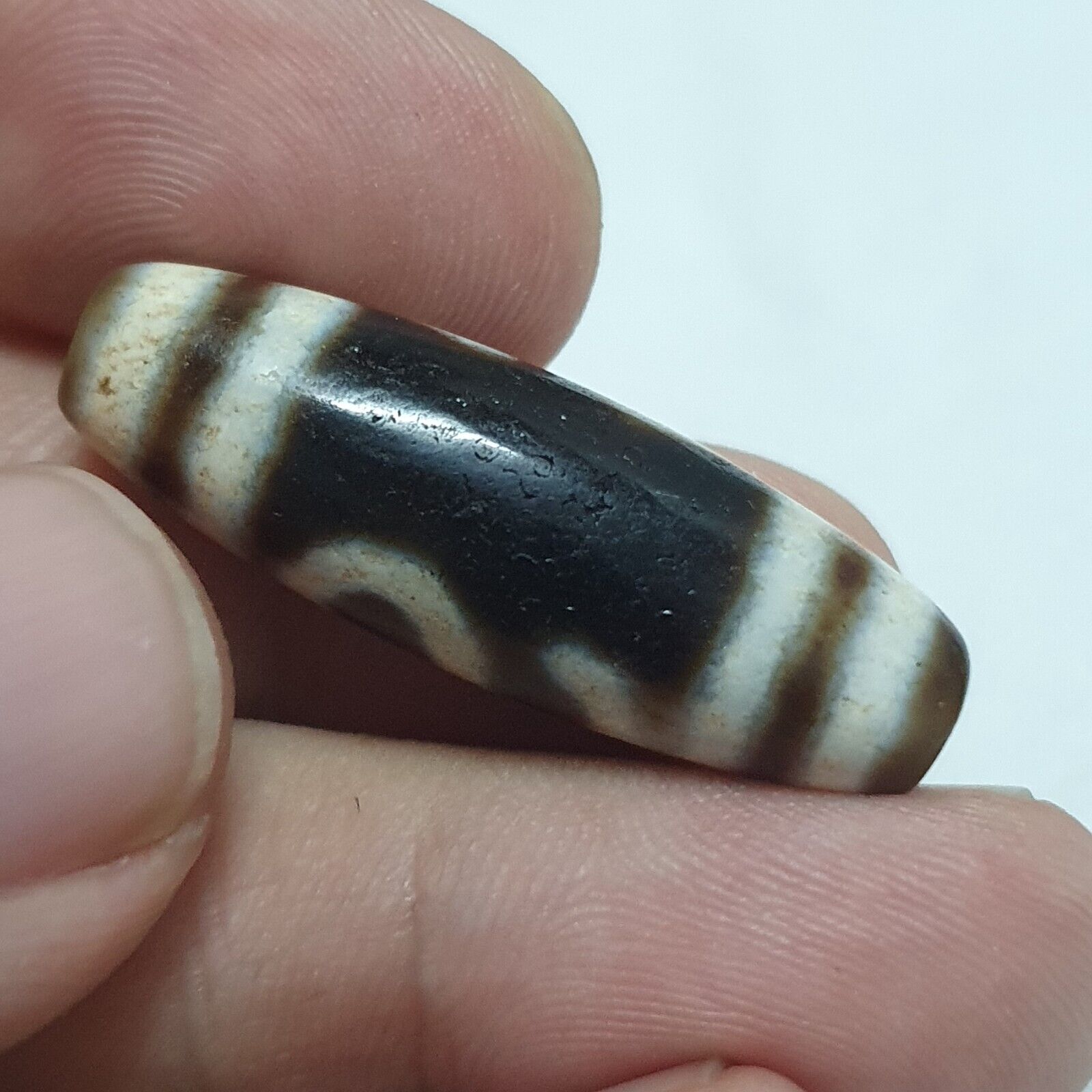 Nepalese Indo Tibetan Vintage Agate stone Dzi Amulet SHD-S