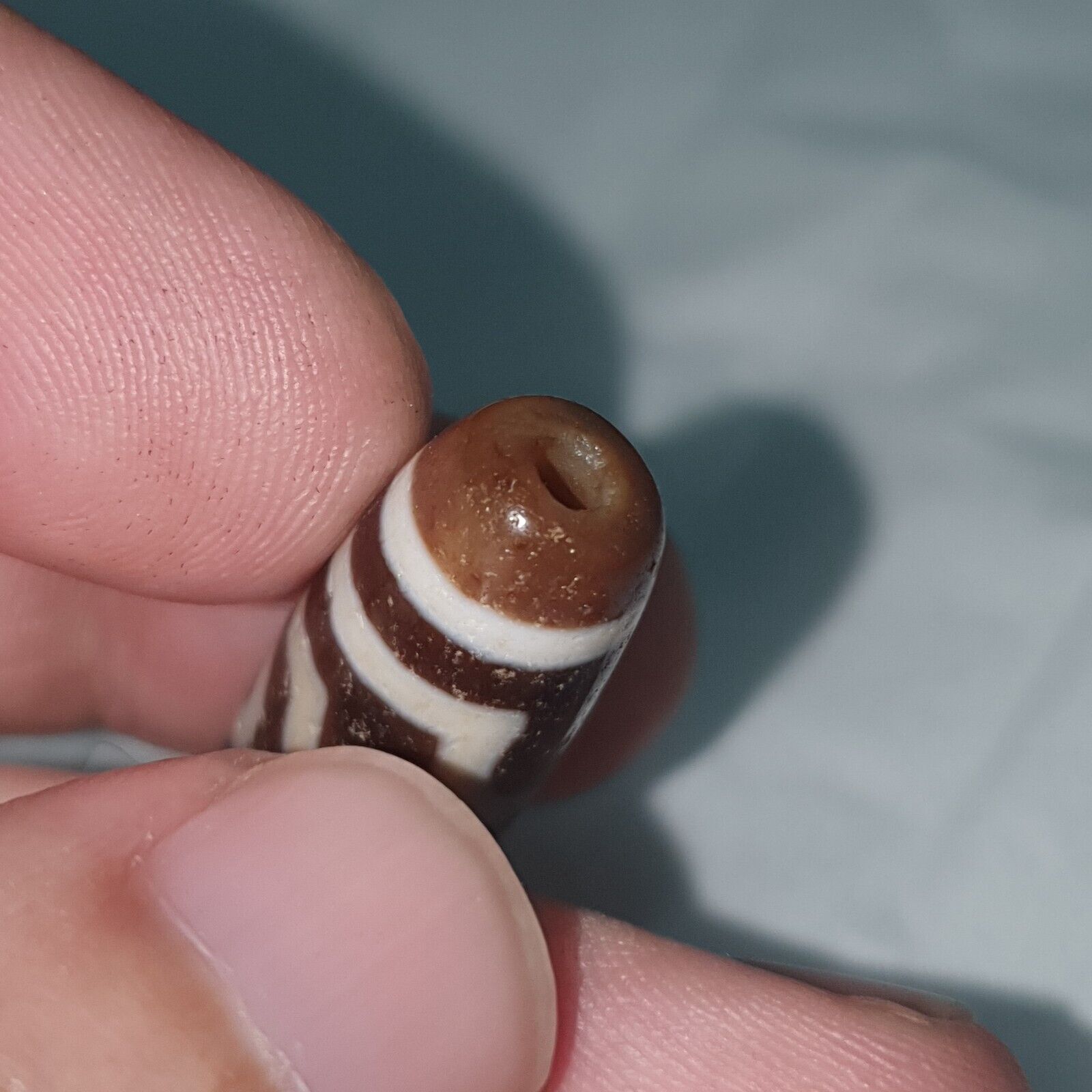 Vintage Old Himalayan Indo Tibetan 3 Eyes Agate Beads Unique pattern