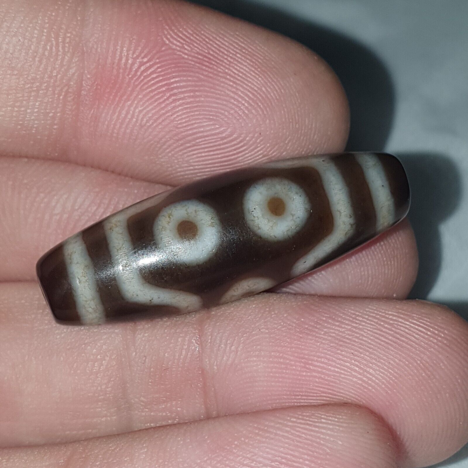 Vintage Old Himalayan Indo Tibetan 7 Eyes Agate Beads Unique pattern